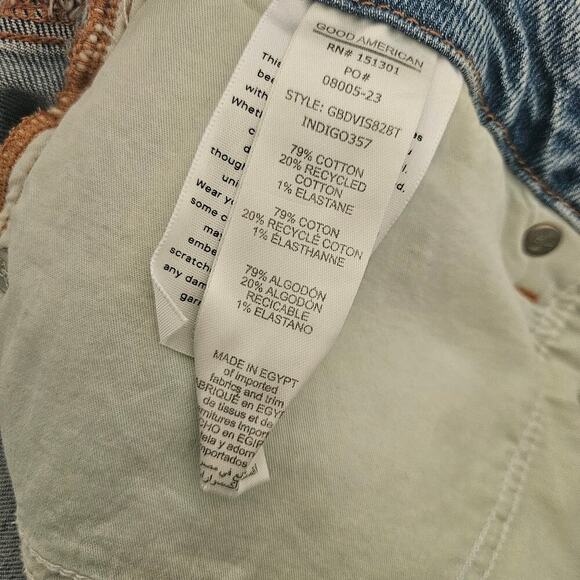 Good American Good Boy Slit Leg High Waist Straight Leg Jeans 14/32 Acid Wash - Picture 6 of 6